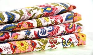 Handmade Sanganeri Hand Block Print Indian Natural Pure Cotton Fabric 3 Yards - Picture 1 of 4