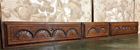 3 Sun Half rosette wood carving pediment - Antique french architectural salvage Cover