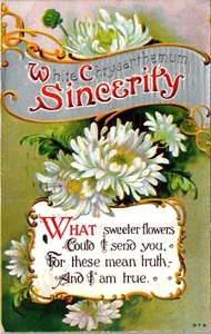 White Chrysanthemum Sincerity Embossed Postcard - Bild 1 von 2