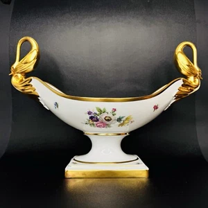 ALKA Alboth & Kaiser Serving Center Dish Gold Gilded Swan Floral Germany 13” - Picture 1 of 16