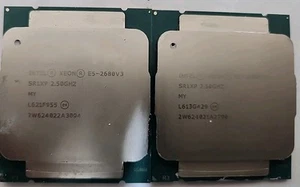 Lot of 2 Intel Xeon E5-2680v3 SR1XP 2.5GHz 120W CPU Processors - Picture 1 of 1
