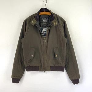 Chaqueta de cera Barbour Steve McQueen Merchant para hombre mediana verde oliva blusa bombardero - Imagen 1 de 15