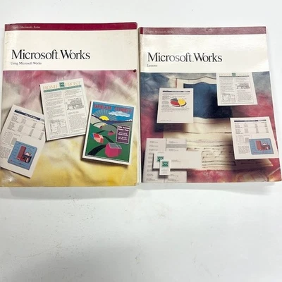 1990 2 Book Set Using Microsoft Works for Apple + Microsoft Works Lessons - Image 1 of 4