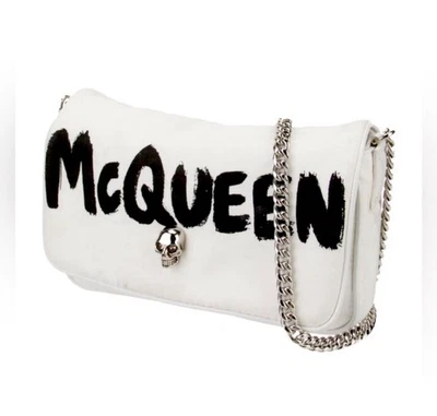 BOLSO ALEXANDER MCQUEEN BLANCO NAILON CRISTAL CALAVERA BLANCO GRAFFITI LOGO Foto 1 de 4