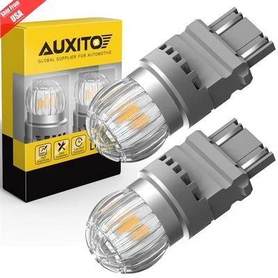 Amber 3157 T25 6-LED Turn Signal Light Bulbs CANBUS Anti Hyper Flash Error Free - Image 1 of 4