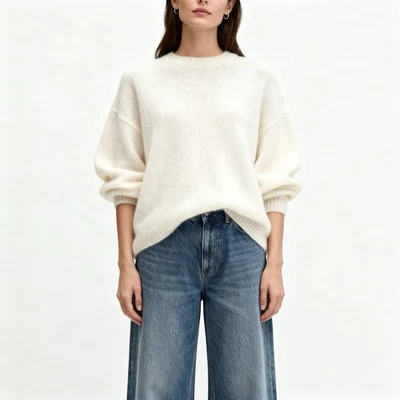Uniqlo Womens 100% Cashmere Crew Neck Knit Off White Size XS - Image 1 of 4