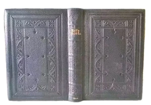 Old Gauffered Edges KING JAMES VERSION BIBLE Tooled Fine Leather Binding Oxford - Foto 1 di 24