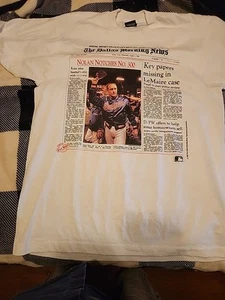 Vintage Nolan Ryan Notches No 300 DALLAS MORNING NEWS T SHIRT SZL - Picture 1 of 9