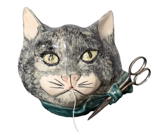 Vintage English Wares Keramik Keramik grau Katze Schnur Halter mit Schere - Bild 1 von 10