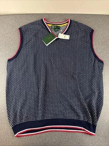 NEW Brooks Brothers Golf Vest Sweater Pullover XXL Blue Red White $118 MSRP - Picture 1 of 13