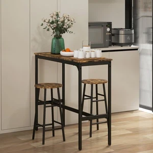 HOMCOM Bartisch-Set 3tlg. Bartisch mit Barhocker Set Essgruppe im Industriestil - Bild 1 von 10