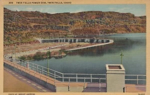 Postal de lino Twin Falls Power Dam Twin Falls Idaho - Imagen 1 de 2