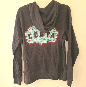 Costa Del Mar Womens Dark Gray Zip Up Hoodie MEDIUM Teal/Red Logo NEW Never Worn - Picture 1 of 5