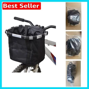 Detachable Canvas Bicycle Basket Pet Carrier with Aluminum Alloy Frame in Black - Picture 1 of 13