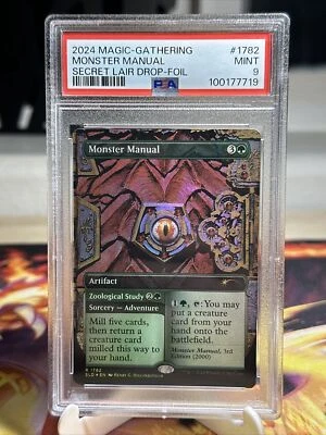 MTG - Monster Manual - Borderless Foil - Dungeons & Dragons Secret Lair PSA 9 - Image 1 of 2