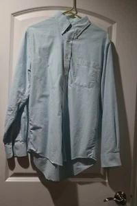 Men's Shirt Lands' End 15 34 Regular Blue White Stripe LS Button Up NWOT's  - Picture 1 of 1