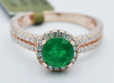 GENUINE 0.95 Cts EMERALD & WHITE SAPPHIRE RING .925 Sterling Silver *Made in USA - Image 1 of 3