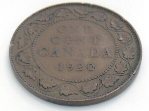 1920 Canada One 1 Cent Large Copper Penny Circulated Canadian George V Coin J628