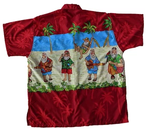 Santa Claus Shirt Button Front Tropical Hawaiian ResortwearS/S Men's Size Large - Picture 1 of 5