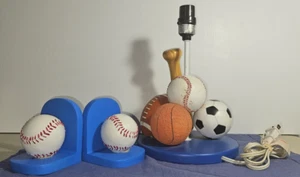 Four Sport Lamp with Baseball Book Ends Well Used - Picture 1 of 24