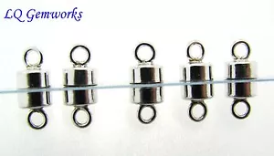 10 (Ten) STERLING SILVER 4.5mm Magnetic Button Clasps - Picture 1 of 1