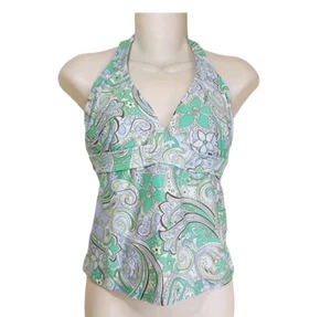 Athleta Tankini Swimsuit Top Size 2 36C 34D 32DD Green Floral Paisley Womens - Picture 1 of 5