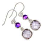 Natural Pink Amethyst & Amethyst 925 Sterling Silver Earrings SY5 CE28607