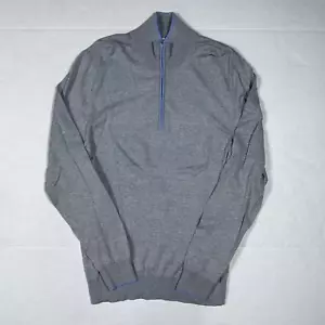 NWT HAGEN CARMEL Men's Size Medium M Casual Gray 1/4 Zip Mock Neck Sweater - Picture 1 of 5