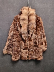 Vintage Real Fur Jacket Brown Short Coat Glam Rock Size S/M - Picture 1 of 11