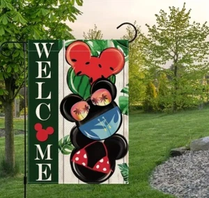 *NEW* DISNEY Mickey Mouse Ears  "WELCOME" Garden Flag Double Sided Summer Fun - Picture 1 of 1