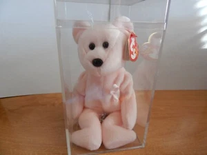 TY BEANIE BABIES 10 YEARS CURE CANCER PINK BEAR OCT 1, 2003 MWMT ACRYLIC BOX - Picture 1 of 12