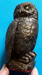 BRONZE RESIN EFFECT OWL FIGURINE - Picture 1 of 7