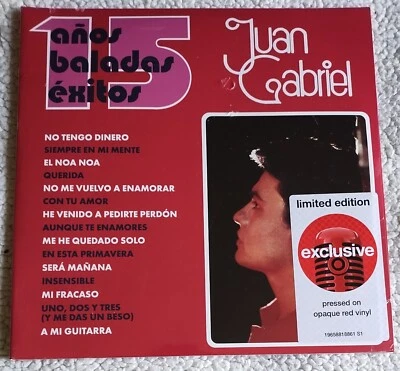 JUAN GABRIEL - 15 Años De Baladas Exitos (2023 Sony) 2-LP Opaque Red Vinyl - NEW - Image 1 of 3