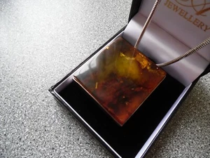 Genuine Amber & Silver Necklace. Weighs 54.9g. . 17" chain. Silver. - Picture 1 of 6