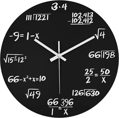 Math Wall Clock Algebra Equations Mathematic Hour Minute Watch Home Decor Gift - Image 1 of 4