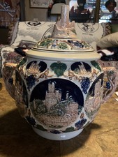 VINTAGE “CASTLES ON THE RHINE” GERZ-GERMAN MADE TUREEN/PUNCHBOWL WITH 6 CUPS !!