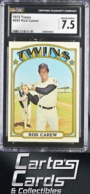 Rod Carew 1972 Topps #695 Salón de la Fama de los Mellizos de Minnesota Alto Número CGC 7,5 Foto 1 de 2