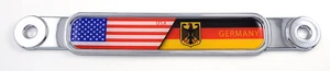 USA Germany German flag Chrome Emblem Screw On car License plate Decal badge - Foto 1 di 3