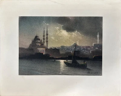 Gouache Blick auf Istanbul in der Türkei Azaroff signiert Nr2 - Bild 1 von 4