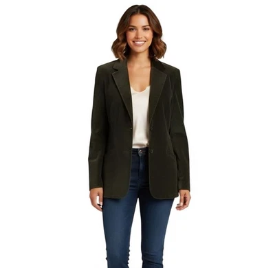 L.L. Blazer Bean Vintage Terciopelo Verde Oliva Profundo 3 Bolsillos con Botones Talla 18 Foto 1 de 4