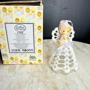 Precious Moments Vintage neu im Karton mit Spitze verziert hängendes Ornament Mädchen & Vogel 113628 - Bild 1 von 9