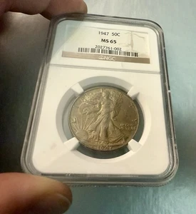 1947 Walking Liberty Half Dollar NGC MS 65 – Lustrous & Light Toning – 90% Silve - Picture 1 of 6