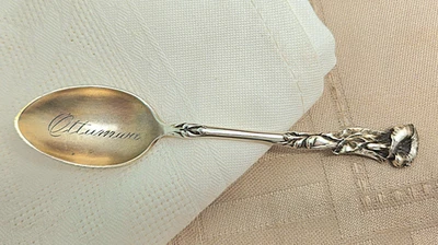 Vintage Sterling Silver 925 Souvenir Spoon Ottumwa, Iowa, Calla Lily Handle — 第 1/4 张图片