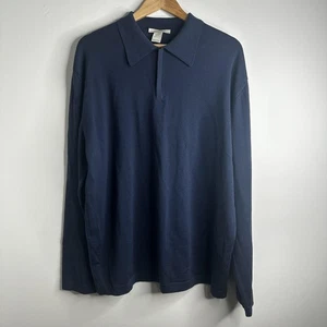 Ermenegildo Zegna Sweater Mens 2XL Blue Wool Made Italy Half Zip Pullover Knit - Picture 1 of 17