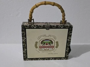 Ligar CigarBox Purse Mark Christopher Bamboo Handle Velvet Leopard Lined - Picture 1 of 5