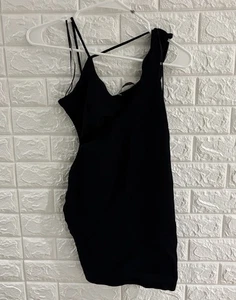 Zara Damen Minikleid Größe S schwarz eng Schlitz vorne offen figurbetont - Bild 1 von 9