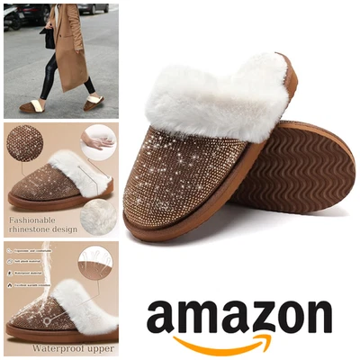 Waysoland Slippers Women Size 5 - 6 Fluffy House Memory Foam Ladies Non-Slip