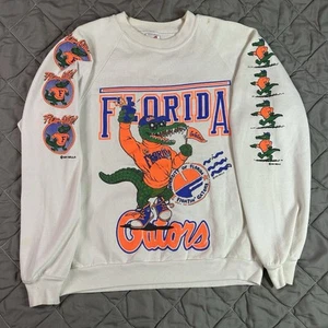 VINTAGE Florida Alligatoren Sweatshirt Erwachsene Large weiß AOP Rundhalsausschnitt Fußball - Bild 1 von 20