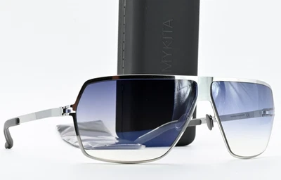 Gafas de sol Mykita No.1 Rock 67-9 135 Col51 plateadas cromadas piloto grandes azules UV Foto 1 de 4