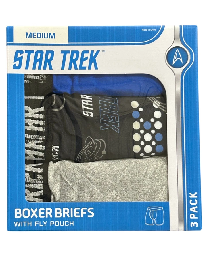 Paquete de 3 calzoncillos boxer cómodos Star Trek para hombre - talla mediana Foto 1 de 1